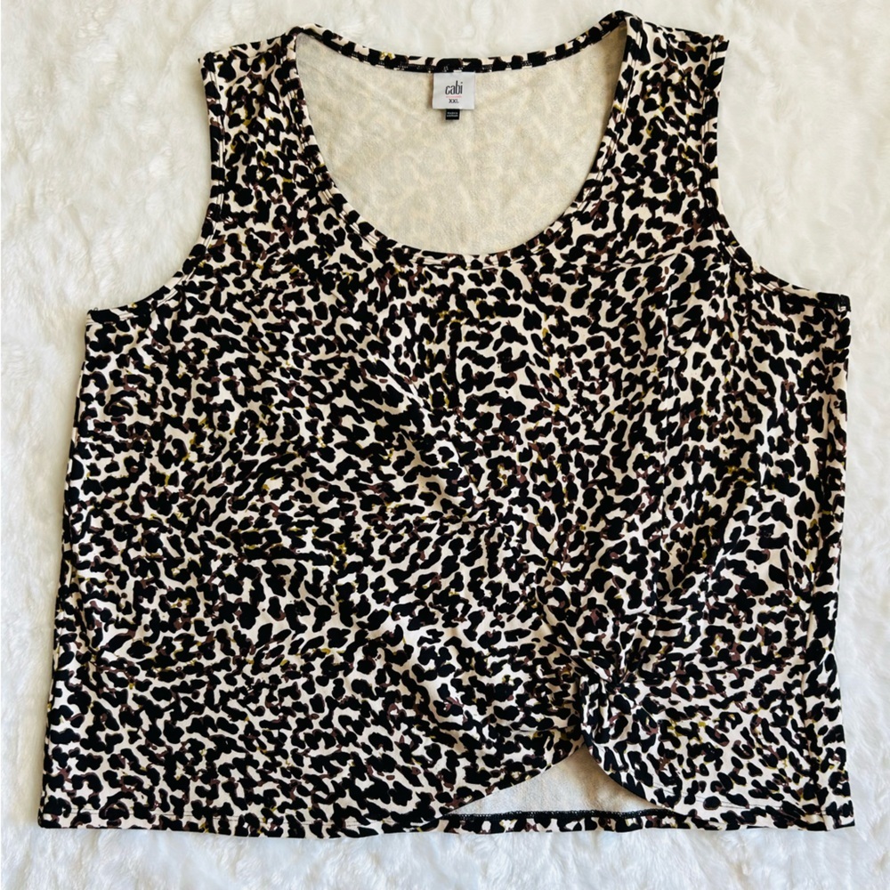 NWOT CAbi French Terry Leopard Print Knotty Tank Cami Top - XXL 2X